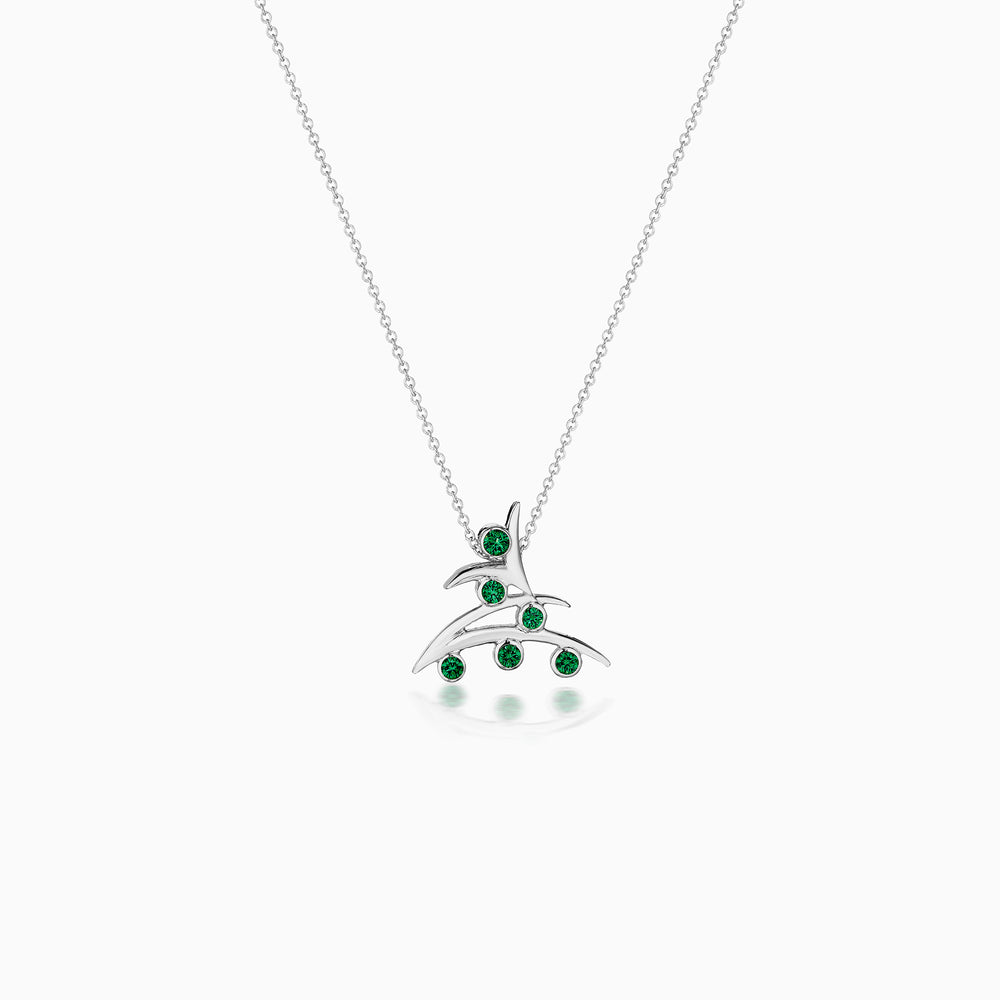 Emerald Fruit Branch Necklace In White Gold