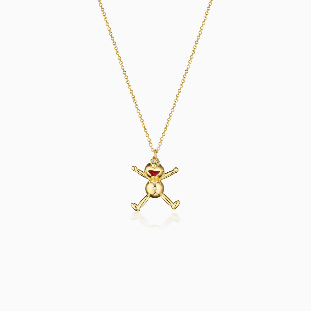 A Charm Necklace With Diamonds In Gold