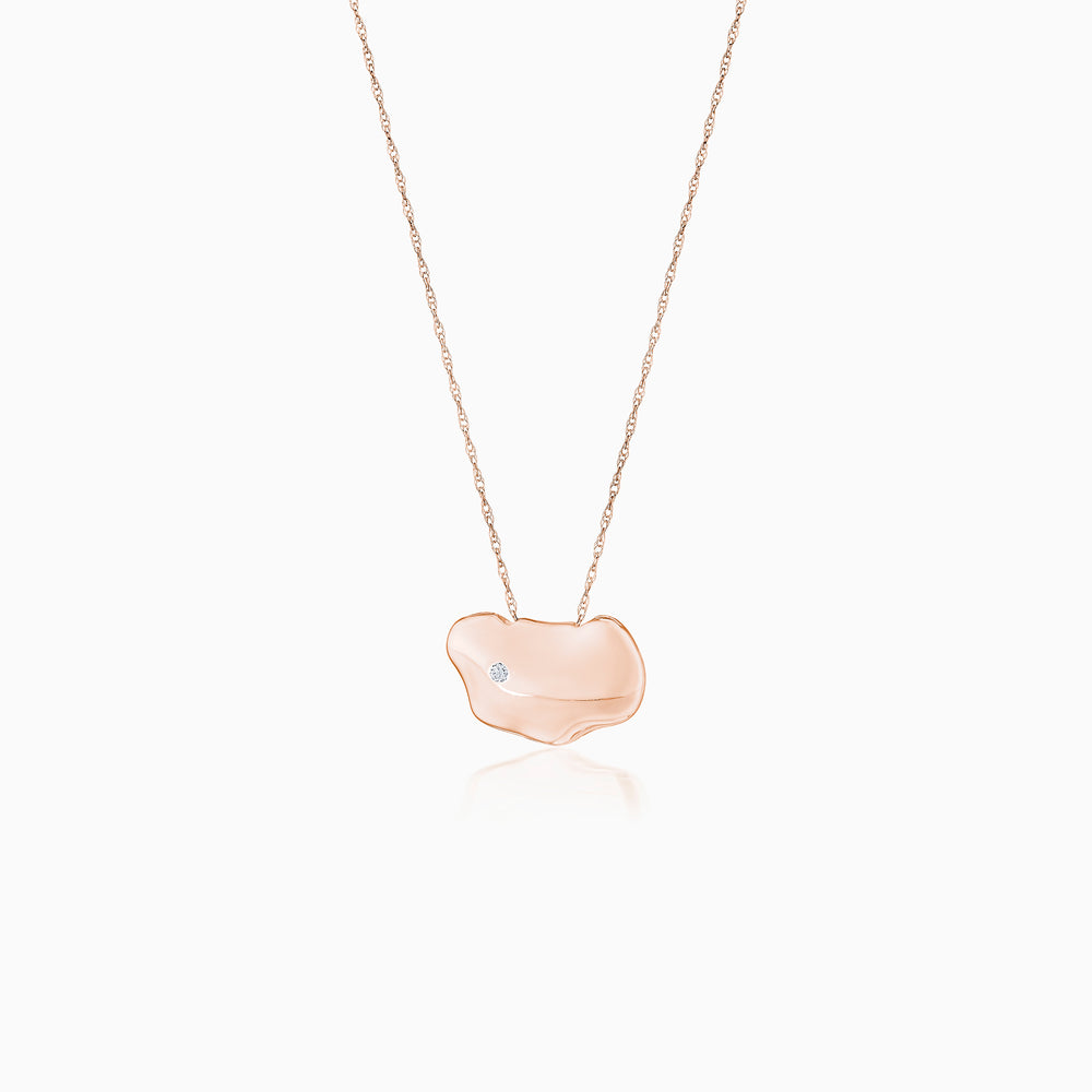 Diamond & Tsavorite Freeform Pebble Necklace In Rose Gold