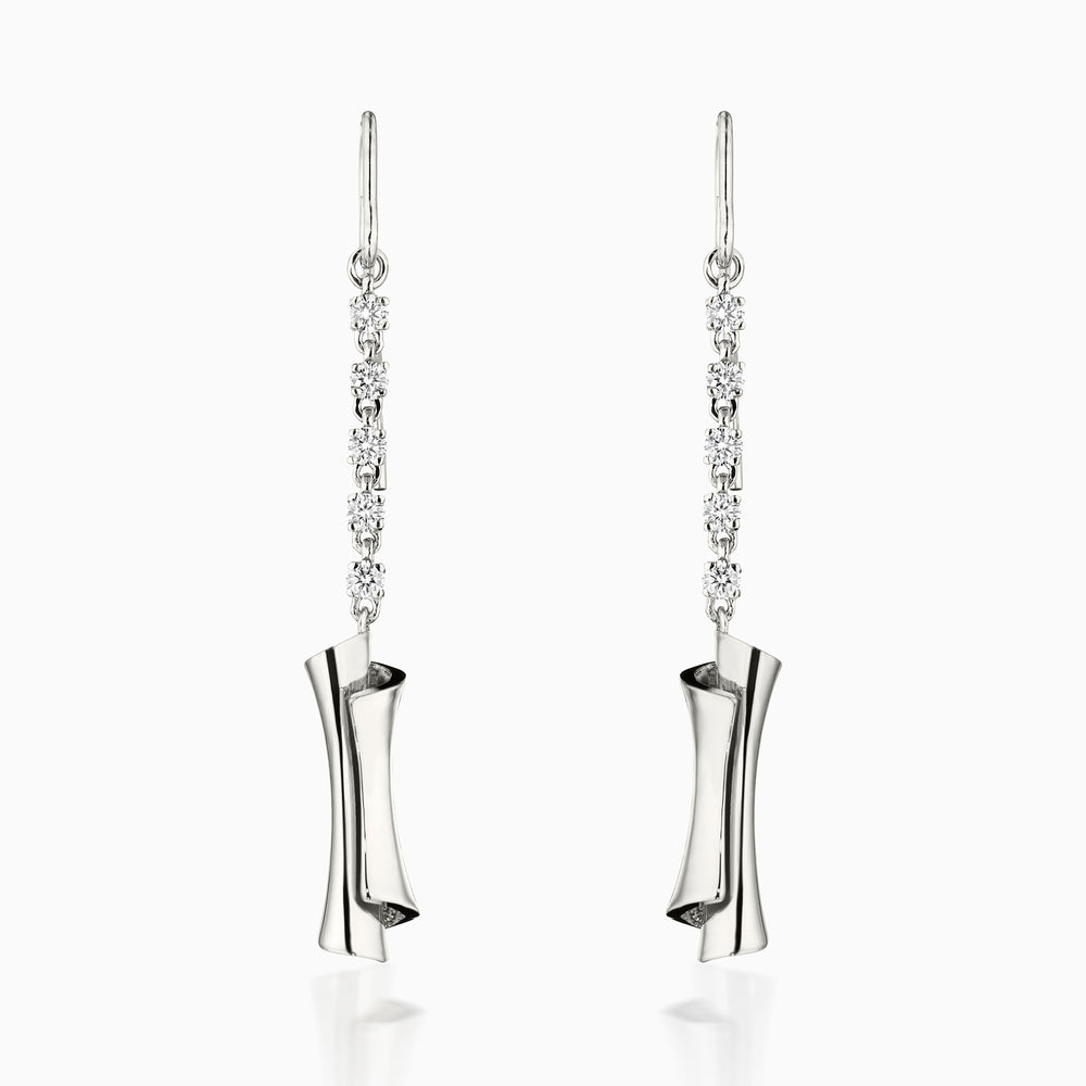 Diamond Scroll Earrings In Platinum