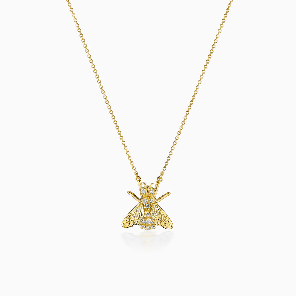 Diamond Bee Necklace In Gold