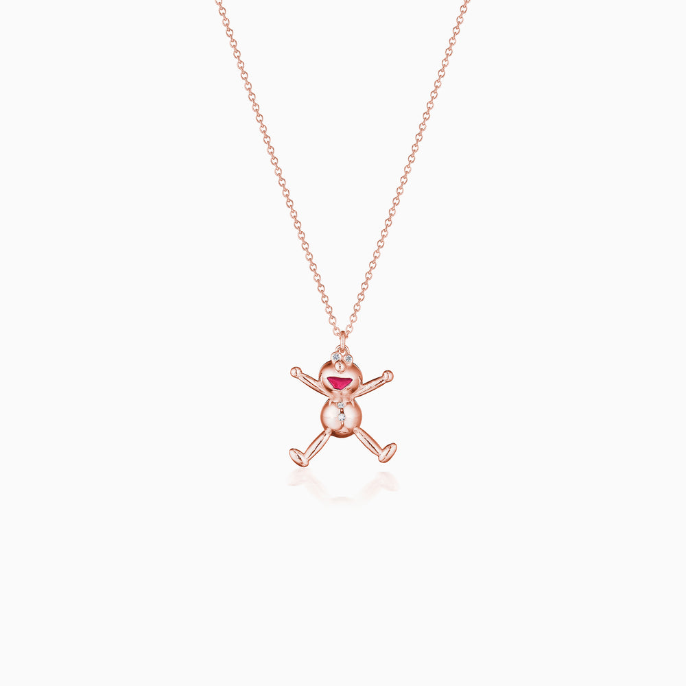 A Charm Necklace With Diamonds In Rose Gold