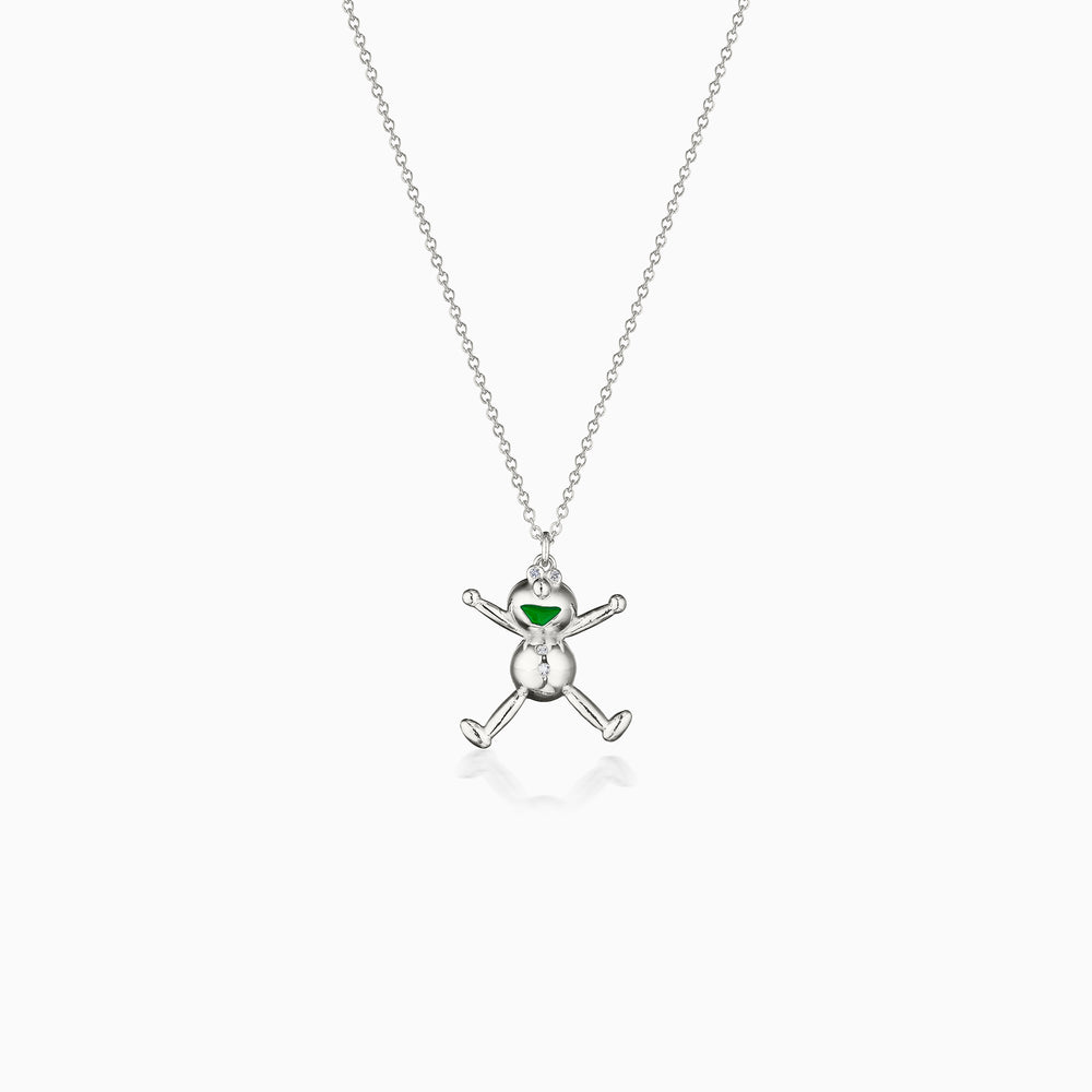 A Charm Necklace With Diamonds In White Gold