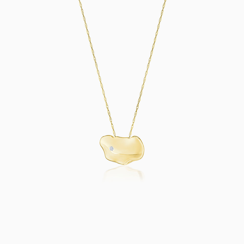 Diamond & Tsavorite Freeform Pebble Necklace In Gold