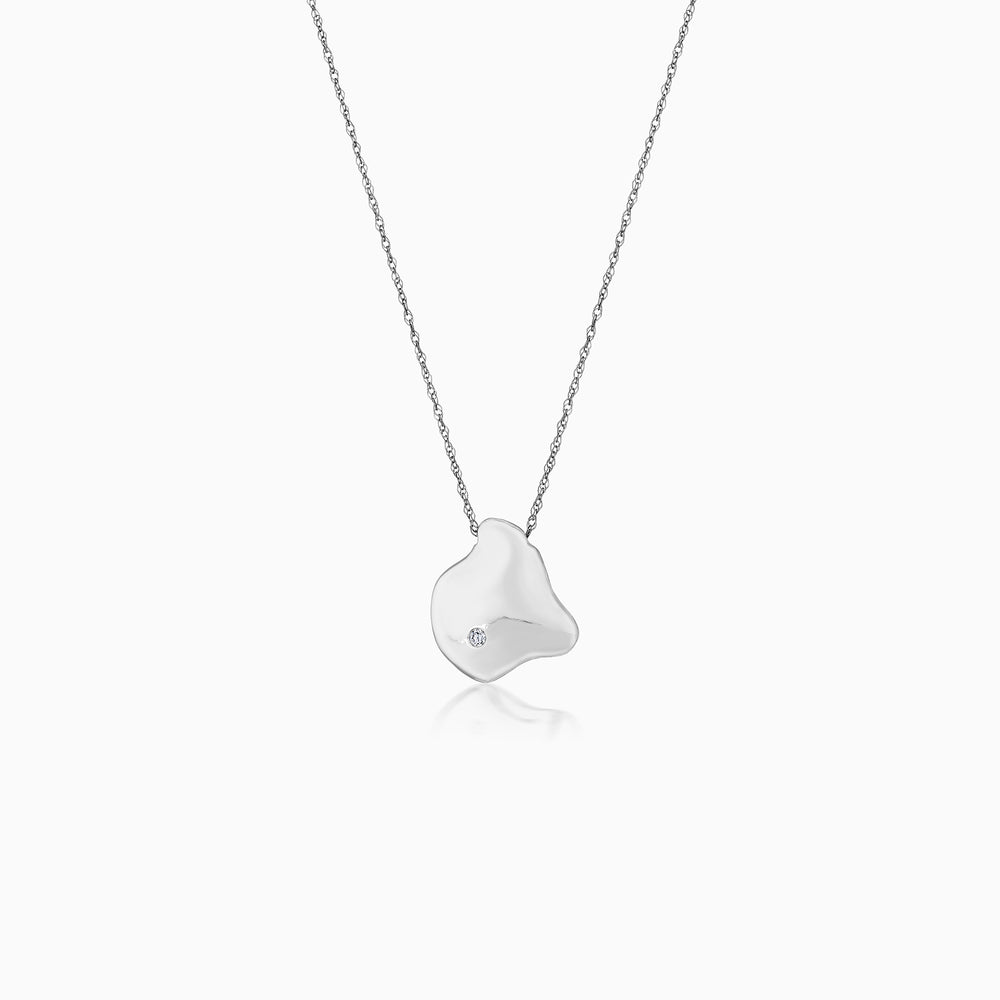 Reversible Platinum Pebble Necklace With Diamonds