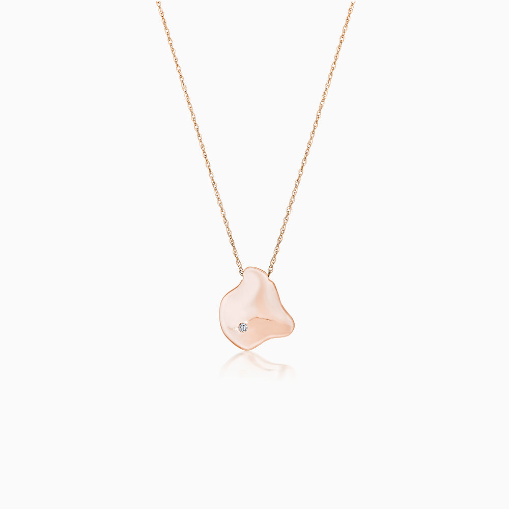 Reversible Platinum & Rose Gold Pebble Necklace With Diamonds