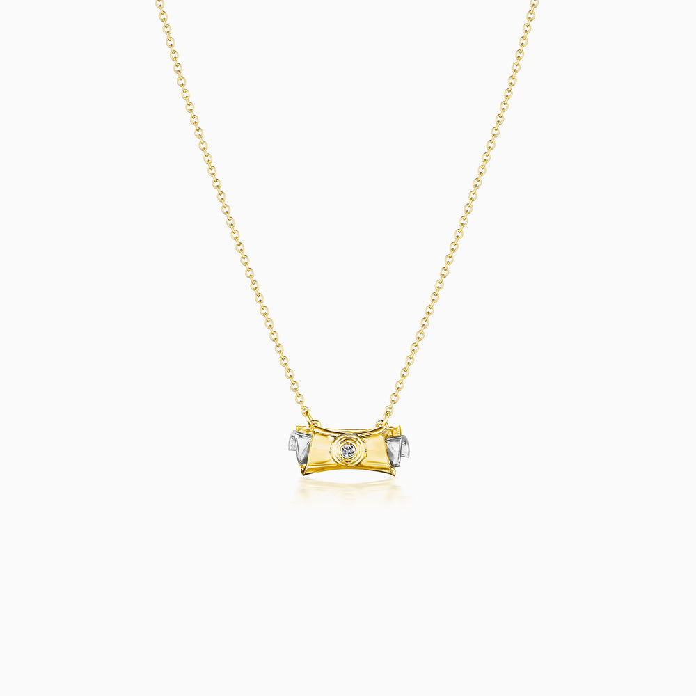 Diamond Center Scroll Necklace In Gold & Platinum