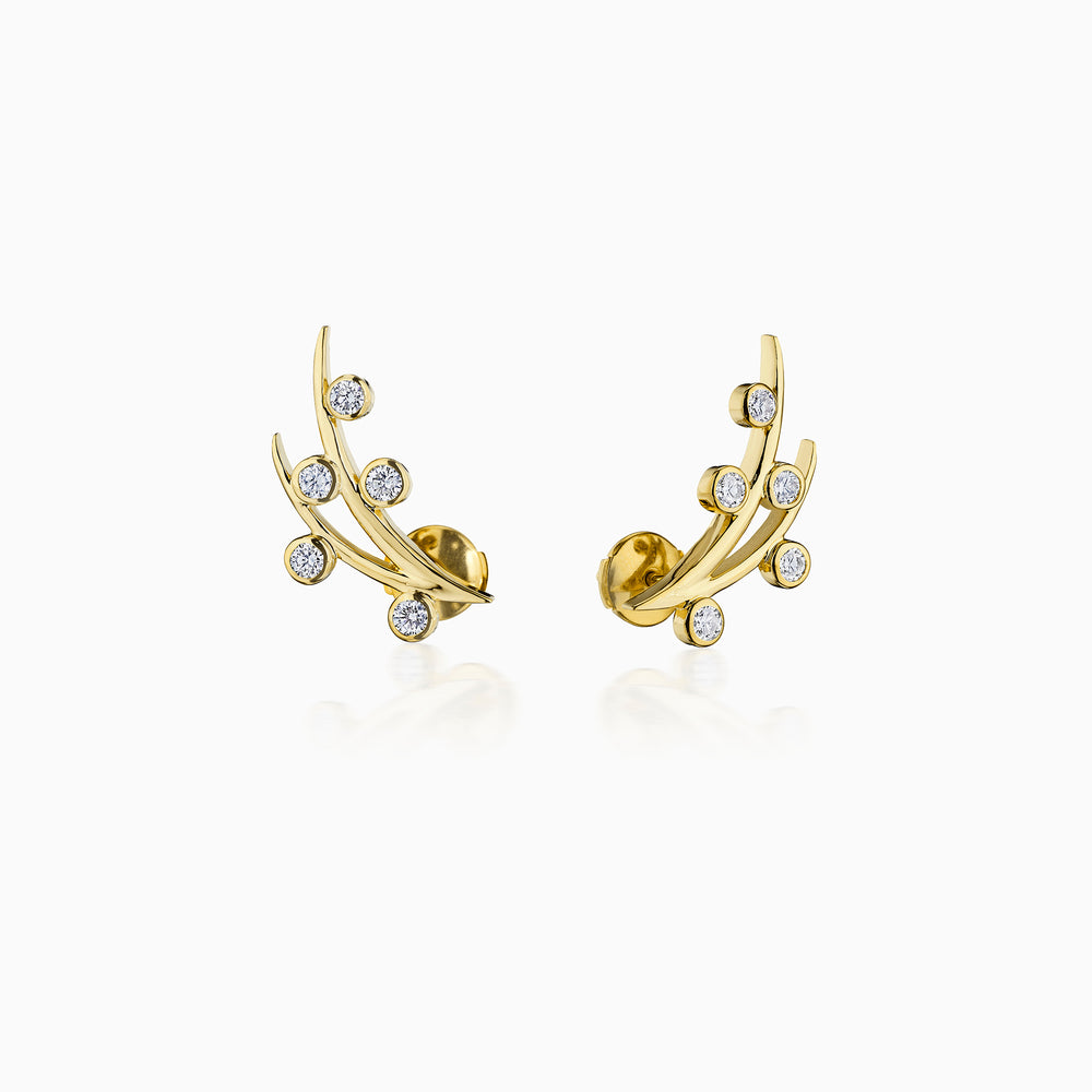 Diamonds Fruit Branch Earrings In Gold