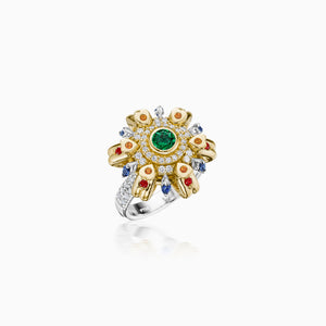 
                  
                    Load image into Gallery viewer, Platinum &amp;amp; Gold Queen&amp;#39;s Crown Ring Set With Gems
                  
                