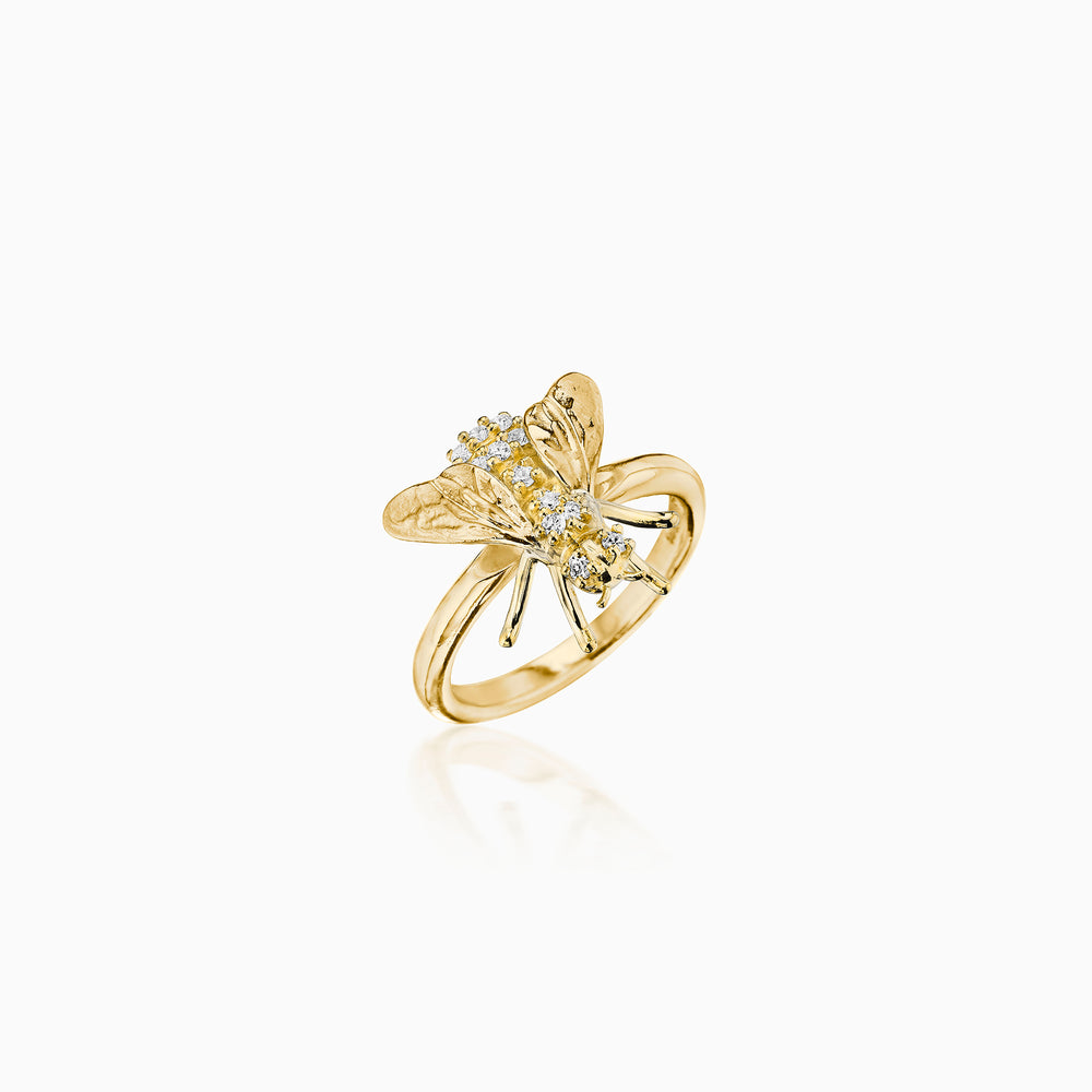 Diamond Bee Ring In Gold