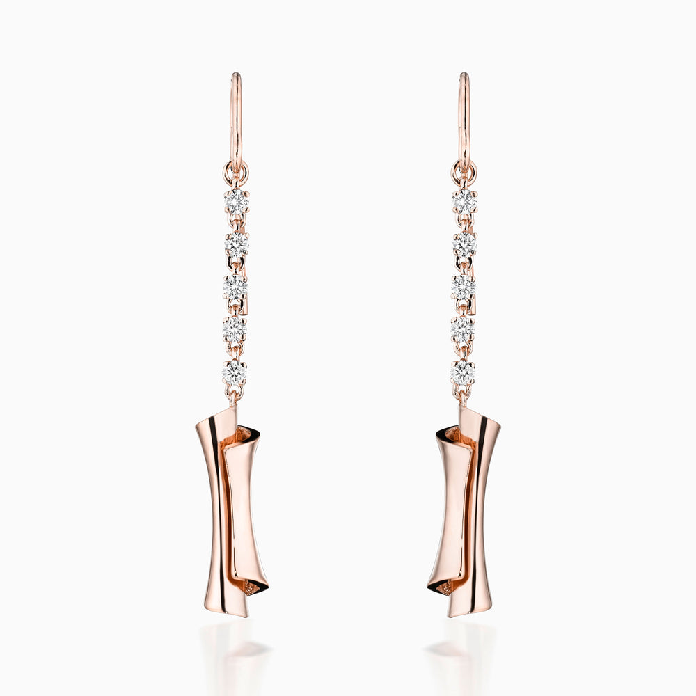 Diamond Scroll Earrings In Rose Gold