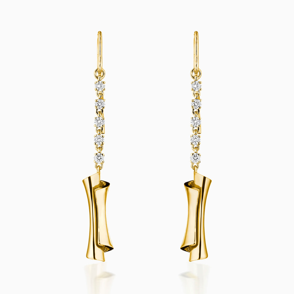 Diamond Scroll Earrings In Gold
