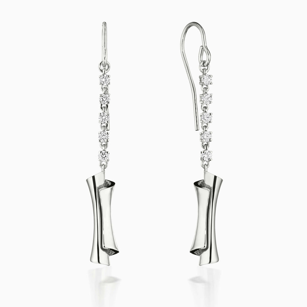 
                  
                    Load image into Gallery viewer, Diamond Scroll Earrings In Platinum
                  
                