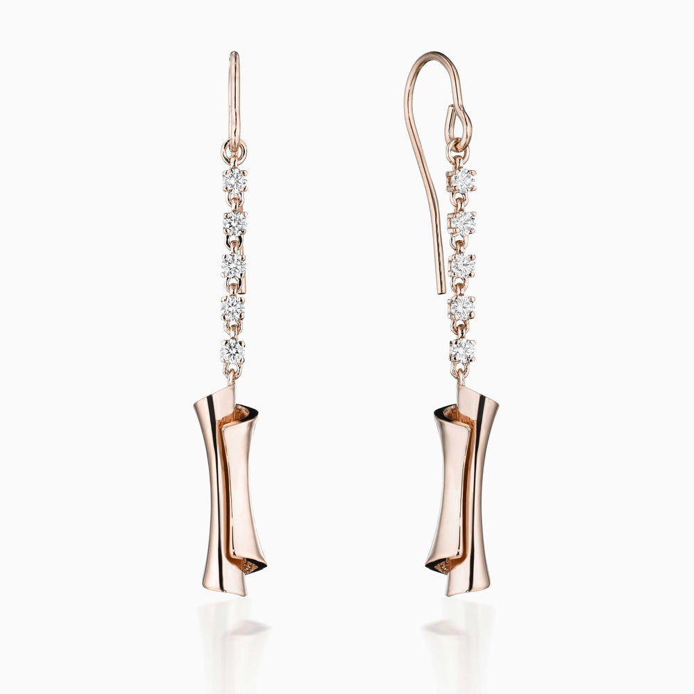 
                  
                    Load image into Gallery viewer, Diamond Scroll Earrings In Rose Gold
                  
                